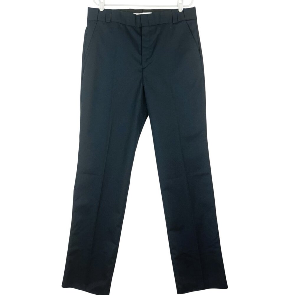 Signature Collection Men's Wool Blend Navy Pant Size 36 Unhemmed Flat Front NWOT